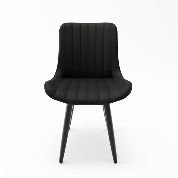 English Elm Set of 2 Armless Pu Leather Dining Chairs Cushioned Seat Brushed Metal Legs Modern Black W3316P426933
