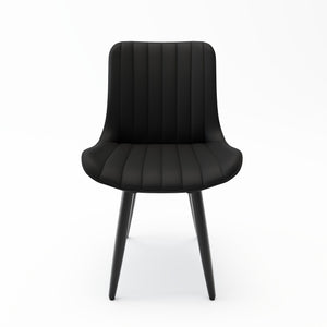 English Elm Set of 2 Armless Pu Leather Dining Chairs Cushioned Seat Brushed Metal Legs Modern Black W3316P426934