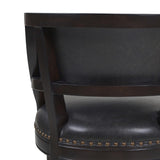 English Elm Paris 26.5 Farmhouse Counter Height Bar Stool With Backrest, Vintage Black Brown Faux Leather