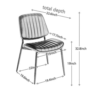 English Elm A&A Furniture Dining Chairs Set Of 2 - Mid-Century Modern Ergonomic Gray Pu Upholstered Seats W1143P191787
