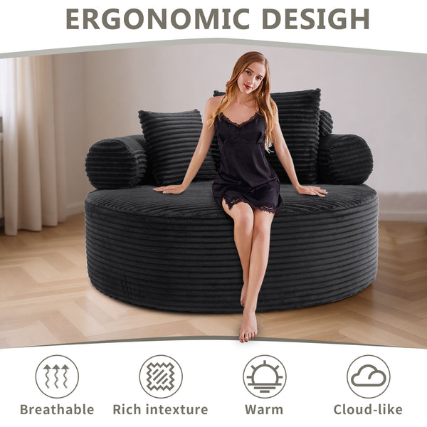 English Elm Round Sectional Sofa Bed with Memory Foam Cloud Cushions for Studio Apartments W3224P444272