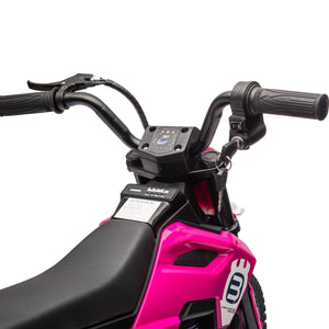 English Elm 24v Kids Electric Motocross Motorcycle 200w Hub Motor Suspension Led Bluetooth Audio Pink W1578P225049