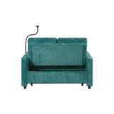 English Elm 53.9" Modern Loveseat Pull-Out Sofa Bed With Adjustable Backrest, Two Cup Holders , A Phone Holder, Three Charging Ports and Side Storage Pockets For Living Room, Teal