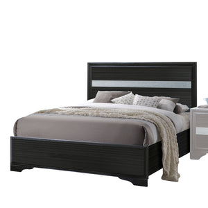 English Elm Black Twin Panel Bed With Glamorous Sparkling Inlay For Stylish And Compact Bedroom Spaces B062S00582