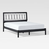 X Spindle Mid-Century Modern Solid Wood Queen Bed Black XAVB5CBL Walker Edison