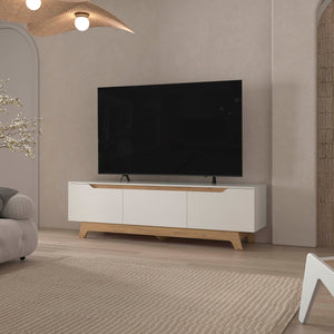 English Elm FM Irmo Wall-Mounted Entertainment Center with Shelves — Space-Saving Modern TV Panel and Display Shelf for Organized Living Room Decor White 76 L x 23 W x 5 H B128P283291