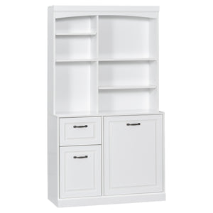 English Elm Bathroom Tall Storage Cabinet with Tilt-Out Hamper, 70.9" Linen Tower, 2 Drawers, Adjustable Shelves, White Finish N725P278420K