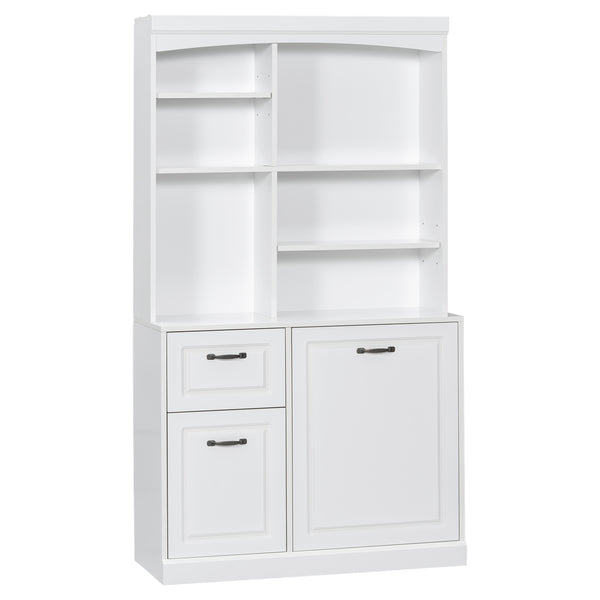 English Elm Bathroom Tall Storage Cabinet with Tilt-Out Hamper, 70.9" Linen Tower, 2 Drawers, Adjustable Shelves, White Finish N725P278420K