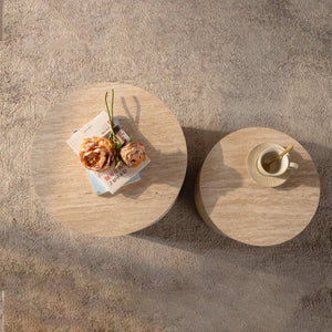 English Elm Nesting Coffee Tables Set of 2 Round Mdf Woodgrain Modern Accent for Living Room Amber W3081P360445