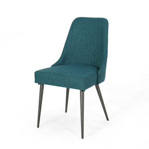 English Elm Christopher Knight Home® - DINING Chair Set of 2 Upholstered Modern Curved Back Dining Chairs with Powder-Coated Metal Legs Teal 62218.00T