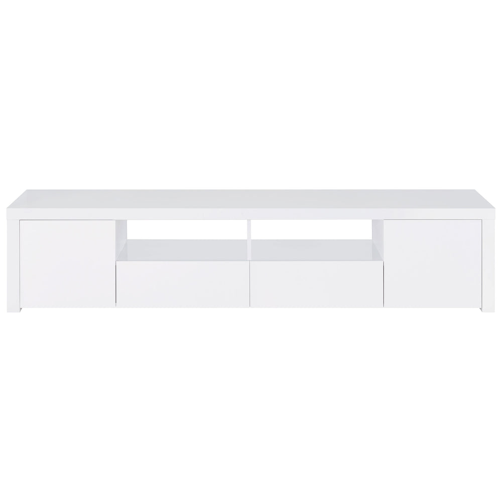 English Elm Garner White High Gloss TV Stand with Soft-Close Drawers, Adjustable Shelves & 6 Compartments B062P358302