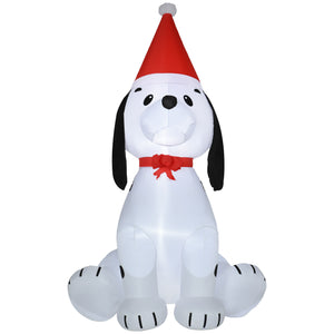 English Elm HOMCOM 6ft Inflatable Christmas Puppy with LED Lights, Outdoor Yard Decor, Stakes & Easy Plug-In Setup W2225P217078