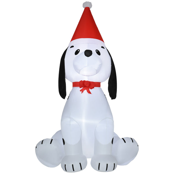 English Elm HOMCOM 6ft Inflatable Christmas Puppy with LED Lights, Outdoor Yard Decor, Stakes & Easy Plug-In Setup W2225P217078