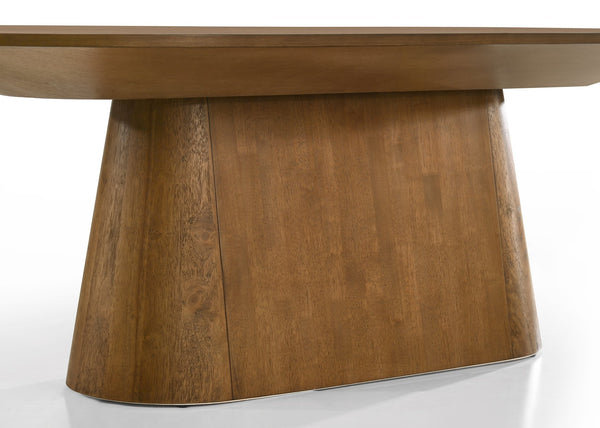 English Elm Andrew Oval Walnut Wood Dining Table with Pedestal Base Seats 8 for Modern Rooms B061S00962