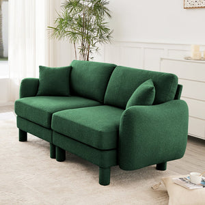 English Elm Boucle Fabric 2-Seater Loveseat Sofa With Shell-Shaped Armrests & Plush Cushions For Comfort W3041S00306