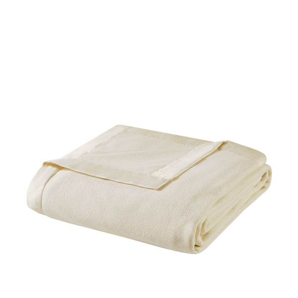 English Elm Microfleece Twin Blanket 66x90 | Ultra-Soft 100% Polyester Brushed Microfleece, Anti-Pilling Grid Touch Ivory 15.55 L x 12.4 W x 5.91 H B035P294142