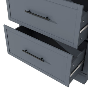 English Elm Modern Tall Kitchen Pantry Set of Two with Faux Marble Top and Glass Holders Gray SP000175AAE