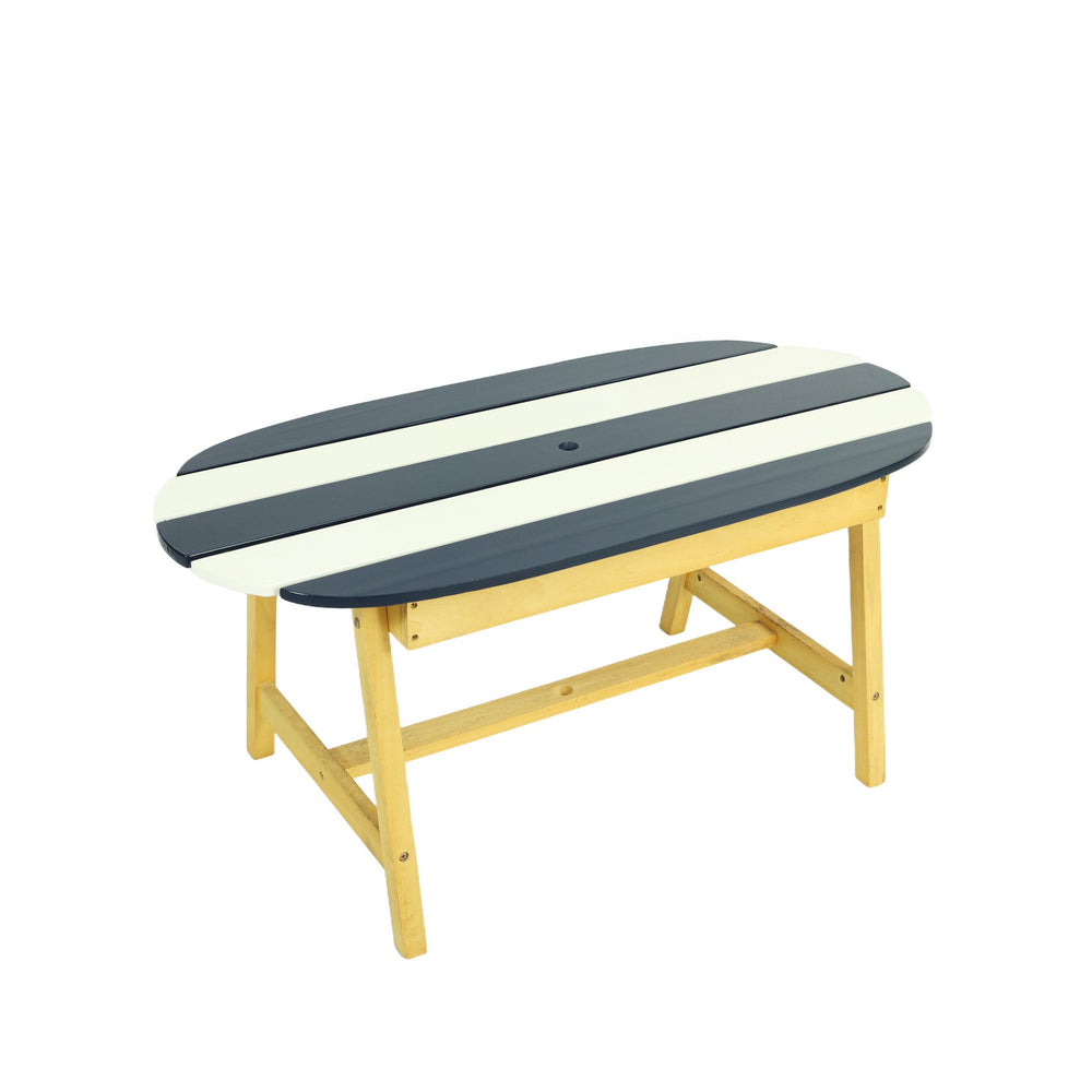 English Elm Naturally Kids Picnic Table with Umbrella - Blue/White Stripe Poplar Wood Set, Indoor Outdoor Fun W495P316196