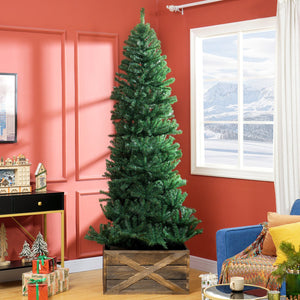 English Elm Homcom 8' Slim Fir Artificial Christmas Tree - Realistic Green Decor For Small Spaces, Easy Assembly W2225P249662