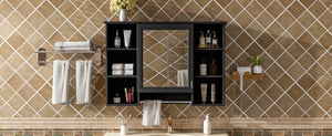 English Elm 3-in-1 Wall Mounted Bathroom Medicine Cabinet with Soft Close Mirror and Towel Bar Black N710P358613B
