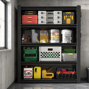 English Elm 78"h Five Shelf Steel Pegboard Storage Unit Heavy Duty Industrial Rack for Garage T2398P463322