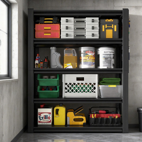 English Elm 78"h Five Shelf Steel Pegboard Storage Unit Heavy Duty Industrial Rack for Garage T2398P463322