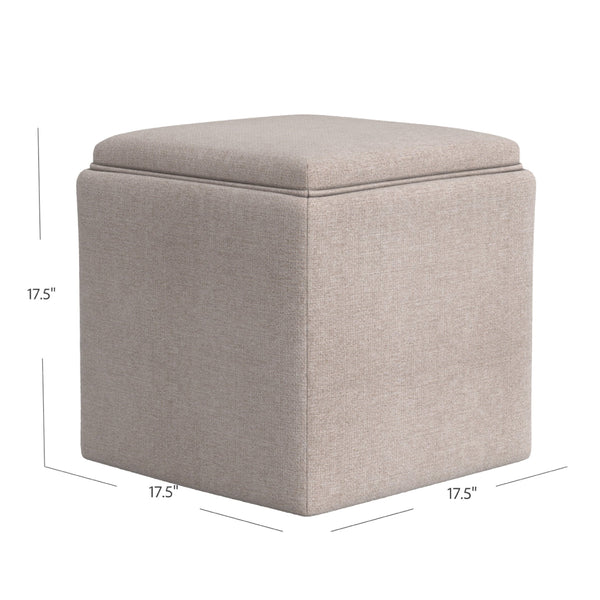 English Elm Soa Square Woven Fabric Storage Ottoman with Lift Off Tray Top for Living Rooms Brown B056P412625