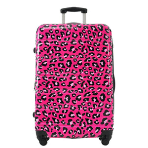 English Elm Hardshell Polycarbonate Luggage Set Three Piece Spinner Suitcases with Tsa Lock Hot Pink Leopard N732P218227H