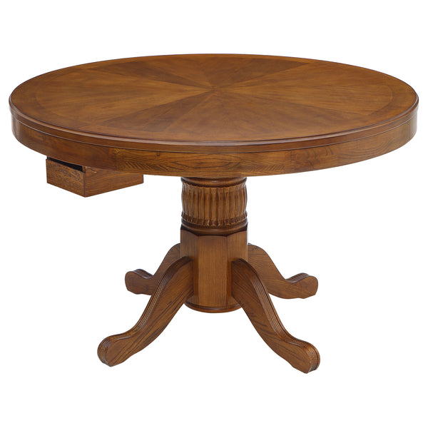 English Elm Ghilardi Amber Game Table with Pedestal Base, Convertible to Bumper Pool or Poker & Dining Use B062S01103