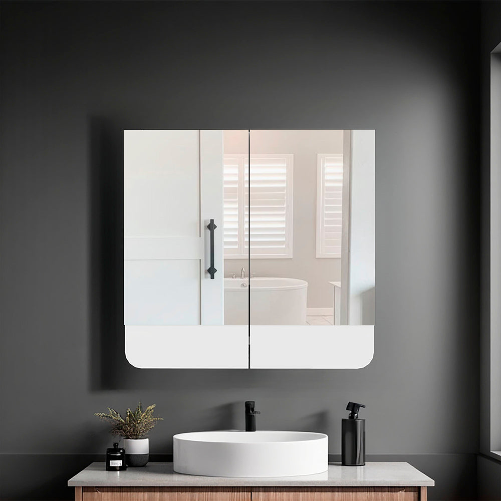 English Elm White 2-Door Medicine Cabinet with Three Shelves, Sleek White Melamine Finish for Organized Bathrooms B062P380063