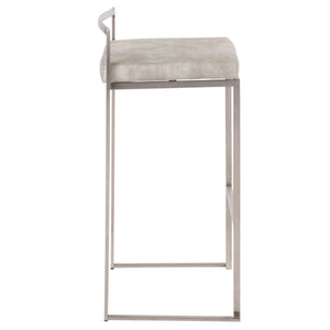 English Elm Contemporary Stackable Steel Counter Stools Padded Fabric Seats for Kitchen Islands Set of 2 B202P222167