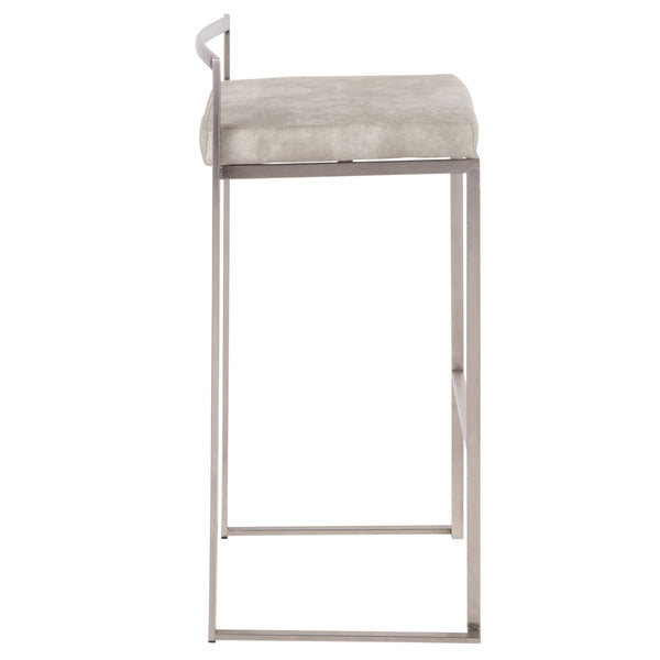 English Elm Contemporary Stackable Steel Counter Stools Padded Fabric Seats for Kitchen Islands Set of 2 B202P222167