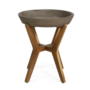 English Elm Coordinated Outdoor Rocking Chair and Acacia Concrete Table Set for Patio Use N769P289096T_70618.00LGRY