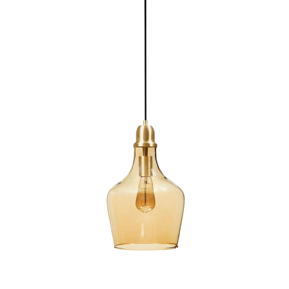 English Elm Auburn Bell Shaped Pendant Light – Gold Iron Base, Amber Glass Shade, 9" Dia, 80" Cord, Stylish Glow B035P264533