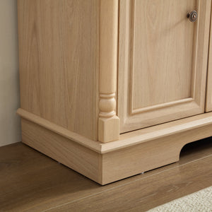 English Elm Farmhouse Wooden Storage Cabinet With Roman Column Design, Versatile Sideboard For Kitchen & Living Room W2393P300548