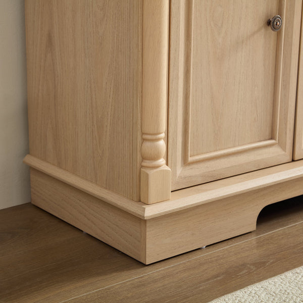 English Elm Farmhouse Wooden Storage Cabinet With Roman Column Design, Versatile Sideboard For Kitchen & Living Room W2393P300548