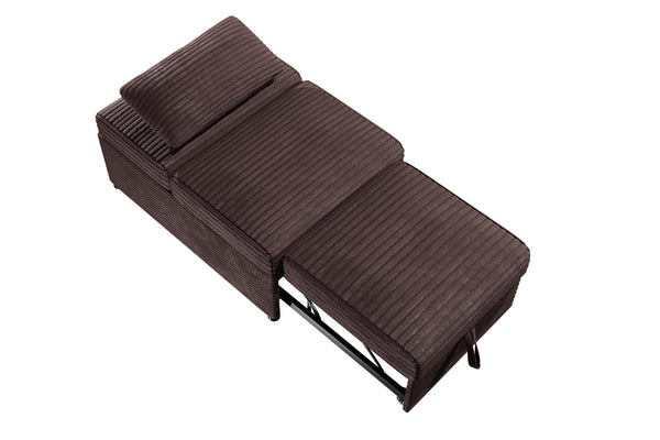 English Elm Convertible Corduroy Chair Sleeper with Pull Out Bed for Cozy Guest Rooms B089P421163