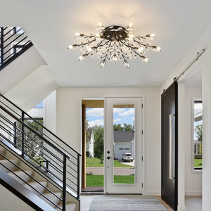 English Elm 15-light Matte Black Farmhouse Chandelier Seeded Glass Globes for Dining Room W5008P466520