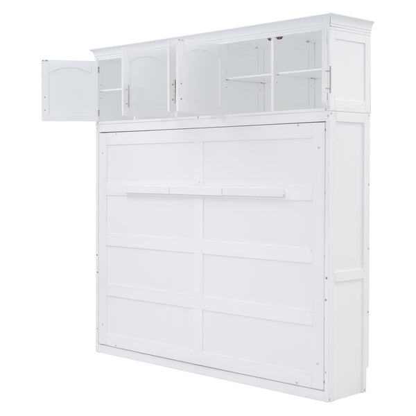 English Elm Full Size Murphy Wall Bed with Top Cabinet Storage for Studio or Guest Room LP006664AAK-1
