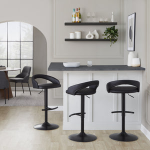English Elm Adjustable Swivel Barstools Tufted Faux Leather Industrial Set for Kitchen Islands B202S01981