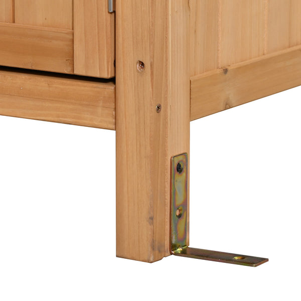 English Elm (with Hutch) Topmax Solid Fir Outdoor Potting Bench Station Cabinets Drawers Patio Garden Natural Wood N717P404332A