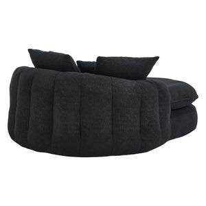 English Elm Oversized Memory Foam Chenille Bean Bag Sofa with Ergonomic Back Support, 3 Large & 2 Small Pillows Black W395P359415