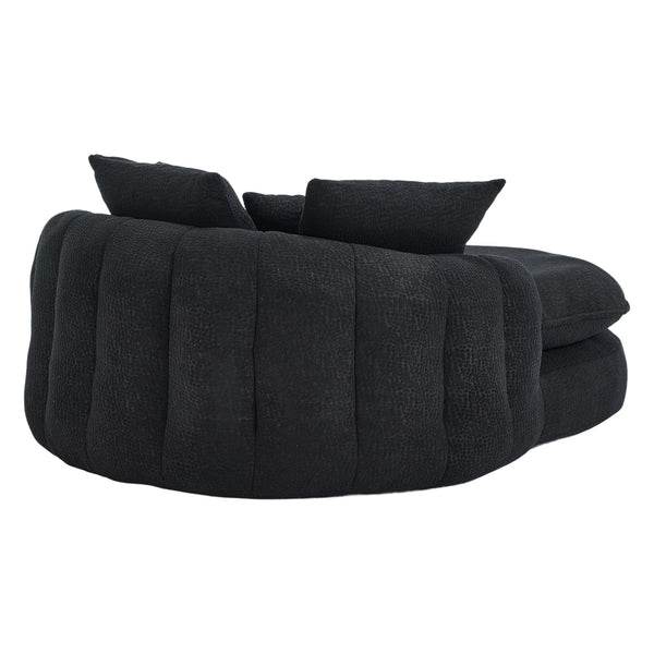 English Elm Oversized Memory Foam Chenille Bean Bag Sofa with Ergonomic Back Support, 3 Large & 2 Small Pillows Black W395P359415