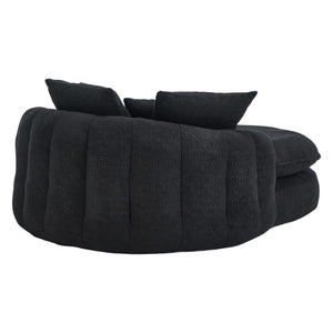 English Elm Oversized Memory Foam Chenille Bean Bag Sofa with Wrap-Around Backrest and Lumbar Support for Adults Black W395P359415