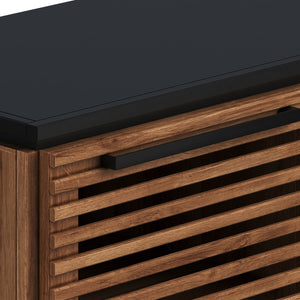 English Elm 69 Inch Fireplace TV Stand Console with 42" Electric Insert, Bourbon Black Two-Tone, Fits 80" TVs B108P216646