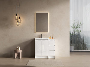English Elm 36" Freestanding Bathroom Vanity With Resin Sink, Soft-Closing Doors & Ample Storage For Modern Spaces W999S00425