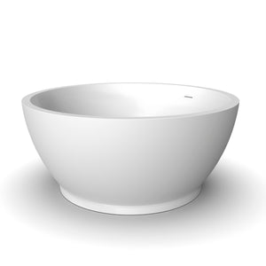 English Elm 52.7 Inch Round Freestanding Solid Surface Soaking Tub Matte White Spa Bath W1613P499301