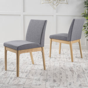English Elm Dining Chair Set of Two Armless Upholstered Seats with Rubberwood Legs Modern Style Dark Grey 58924.00OAK