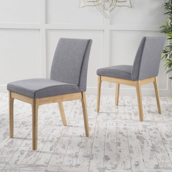 English Elm Dining Chair Set of Two Armless Upholstered Seats with Rubberwood Legs Modern Style Dark Grey 58924.00OAK