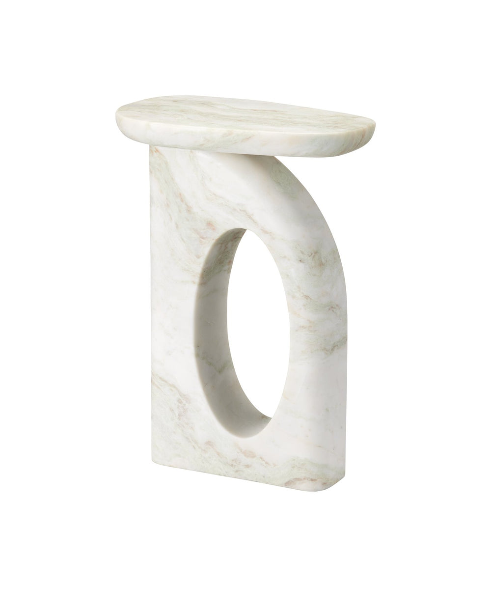 Currey & Company Bilbao Onyx Accent Table - Dramatic Design With Asymmetrical Top And Unique Veining For Stylish Décor White Aravali Onyx 3000-0327-currey-company